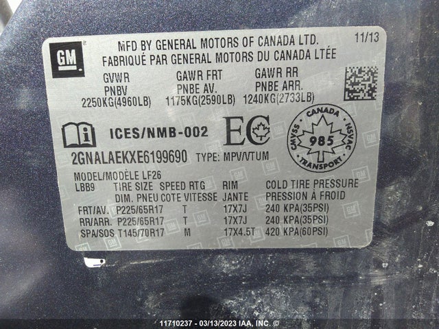 Chevrolet EQUINOX LS 2014 2GNALAEKXE6199690 Image 10