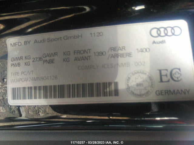 WUAPCAF24MN904126 Audi RS7