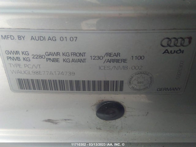 WAUGL98E77A174739 Audi New S4 Quattro