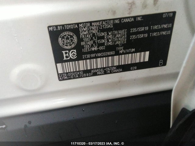 Toyota Rav4 Limited 2019 2T3D1RFVXKC029060 Image 9