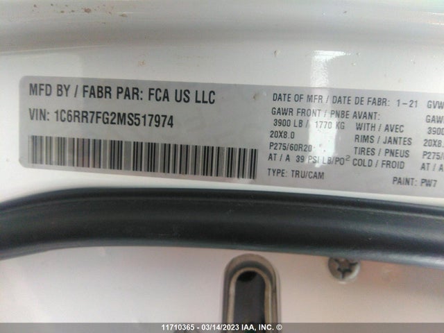 1C6RR7FG2MS517974 RAM 1500 Classic Tradesman
