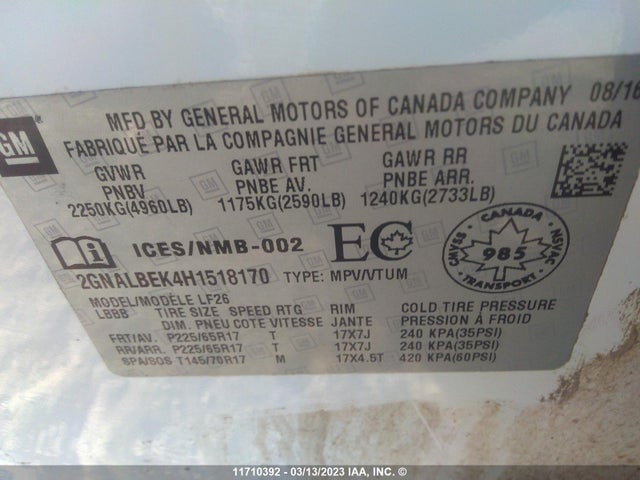 Chevrolet EQUINOX LS 2017 2GNALBEK4H1518170 Image 9