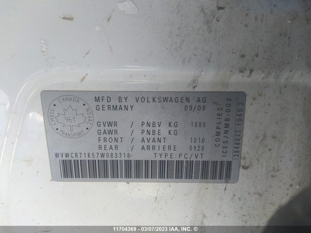 Volkswagen Rabbit 2007 WVWCR71K57W083718 Image 10