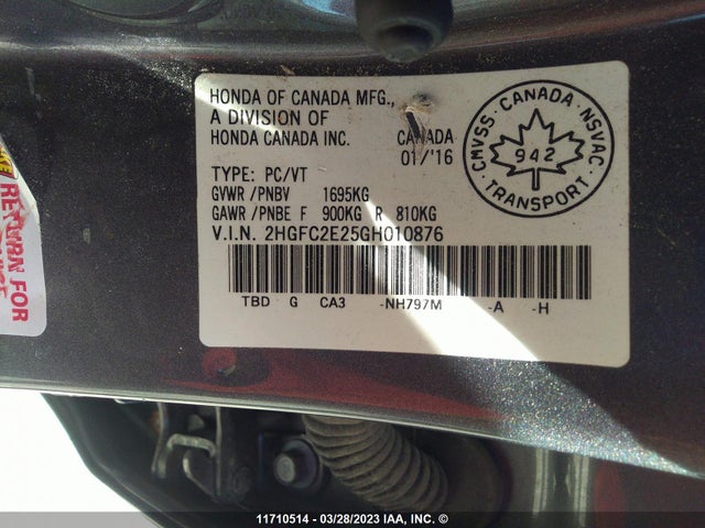 Honda Civic Dx 2016 2HGFC2E25GH010876 Image 10