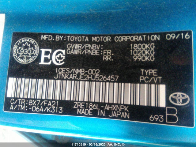 Toyota COROLLA IM 2017 JTNKARJE2HJ526457 Image 9