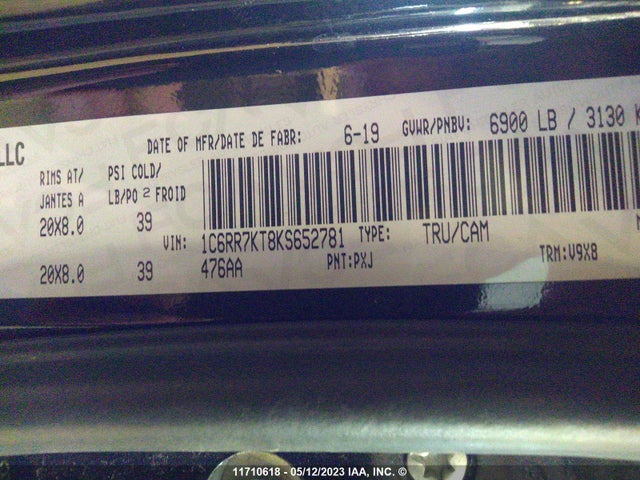 1C6RR7KT8KS652781 RAM 1500 Classic Tradesman