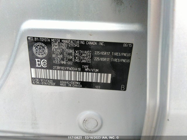 Toyota Rav4 Xle 2015 2T3RFREV1FW354418 Image 10
