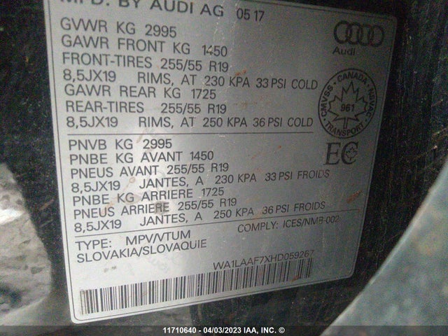 WA1LAAF7XHD059267 Audi Q7