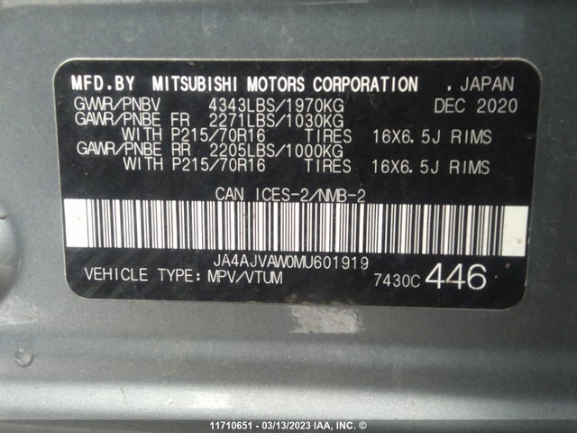 JA4AJVAW0MU601919 Mitsubishi Rvr Se/sel/le/gt