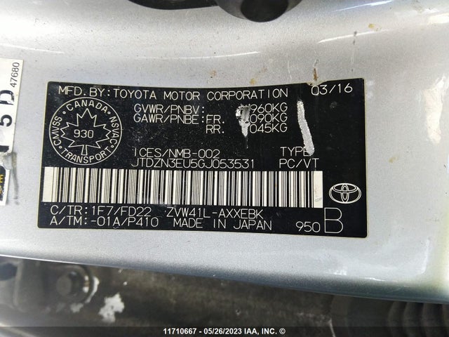 Toyota PRIUS V 2016 JTDZN3EU5GJ053531 Image 11