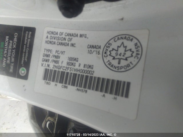 Honda Civic Lx 2017 2HGFC2F51HH000002 Image 9