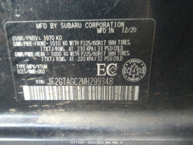 JF2GTAGC2MH299348 Subaru Crosstrek Premium
