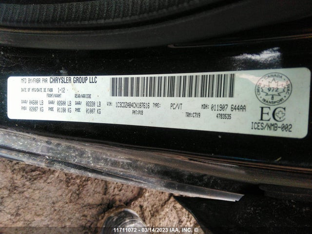 Dodge AVENGER SE 2012 1C3CDZAB4CN187616 Image 10