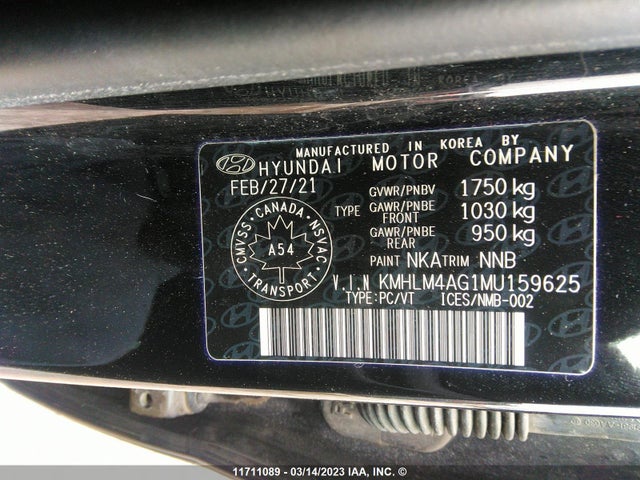 Hyundai ELANTRA SEL 2021 KMHLM4AG1MU159625 Image 10