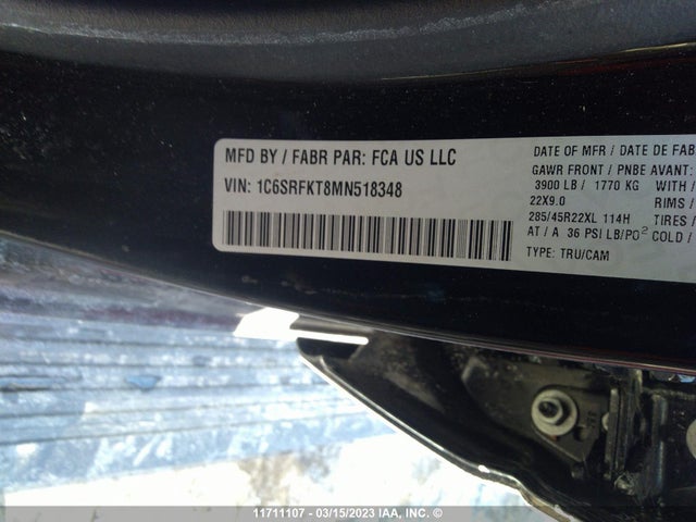 RAM 1500 Longhorn 2021 1C6SRFKT8MN518348 Image 10