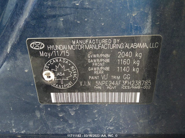 Hyundai SONATA SE 2015 5NPE24AF3FH238785 Image 10