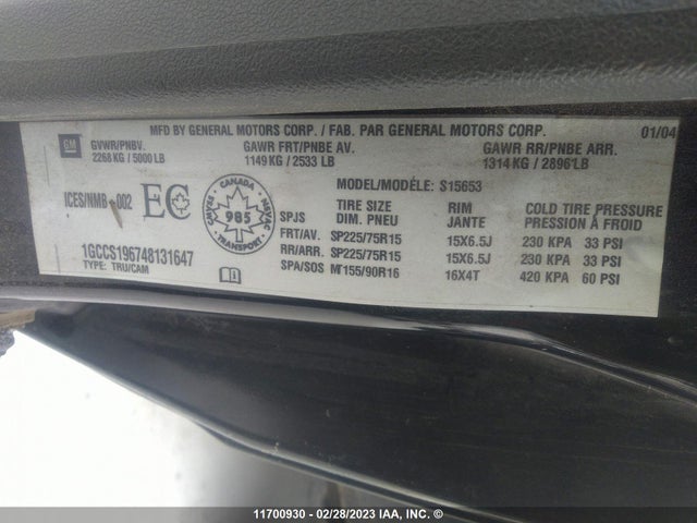 Chevrolet Colorado 2004 1GCCS196748131647 Image 10