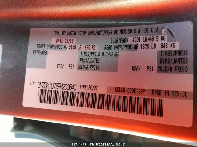 Mazda 3 SPORT 2015 3MZBM1U78FM200640 Image 10