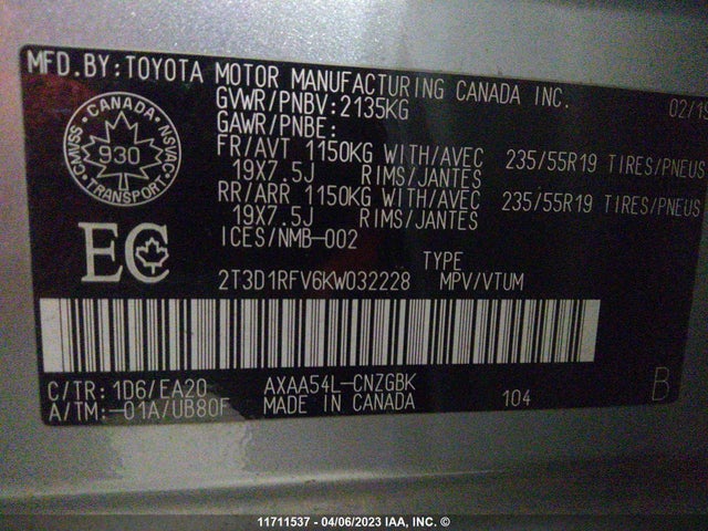 Toyota Rav4 Limited 2019 2T3D1RFV6KW032228 Image 9
