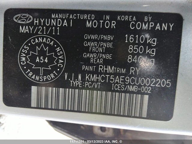 Hyundai Accent Gls/gs 2012 KMHCT5AE9CU002205 Image 11