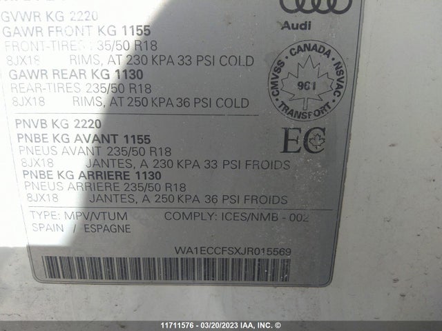 WA1ECCFSXJR015569 Audi Q3 PREMIUM