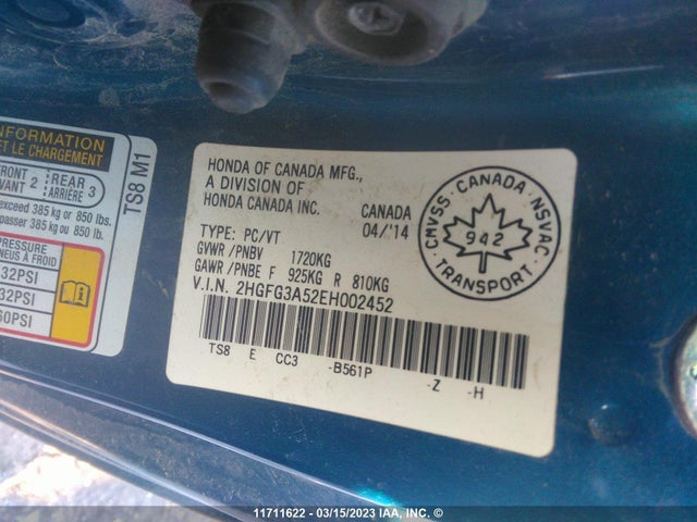 Honda Civic Lx 2014 2HGFG3A52EH002452 Image 10