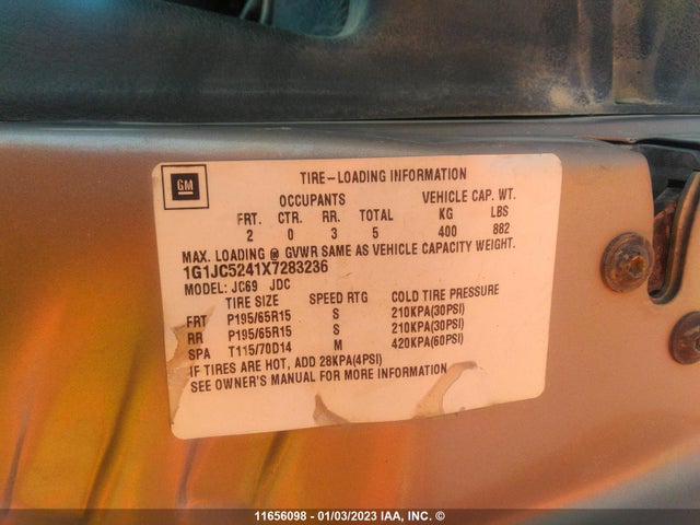 Chevrolet Cavalier 1999 1G1JC5241X7283236 Image 10