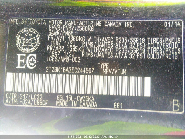 2T2BK1BA3EC244507 Lexus Rx 350/base/f Sport