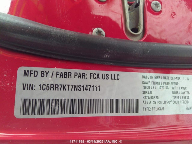 RAM 1500 Classic Tradesman 2022 1C6RR7KT7NS147111 Image 10