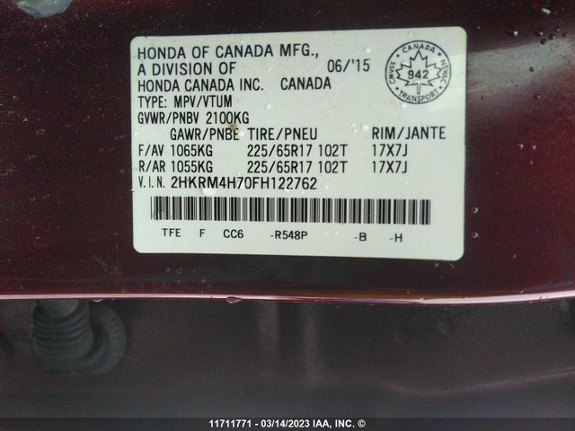 Honda CR-V 2015 2HKRM4H70FH122762 Image 10