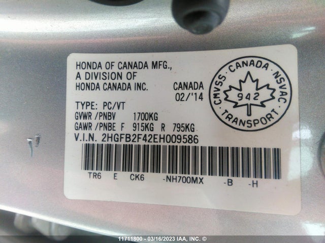 Honda Civic Lx 2014 2HGFB2F42EH009586 Image 9