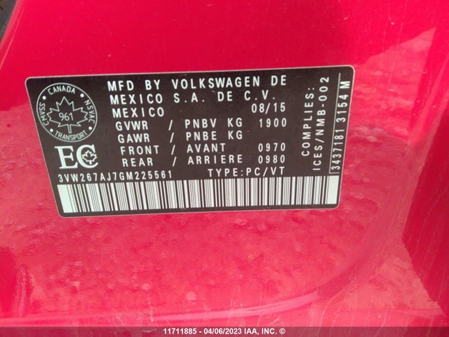 3VW267AJ7GM225561 Volkswagen JETTA S