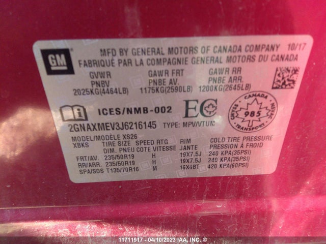 Chevrolet Equinox Premier 2018 2GNAXMEV3J6216145 Image 10