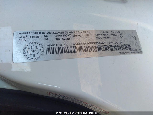 Volkswagen JETTA SE 2011 3VWBX7AJ6BM028564 Image 10