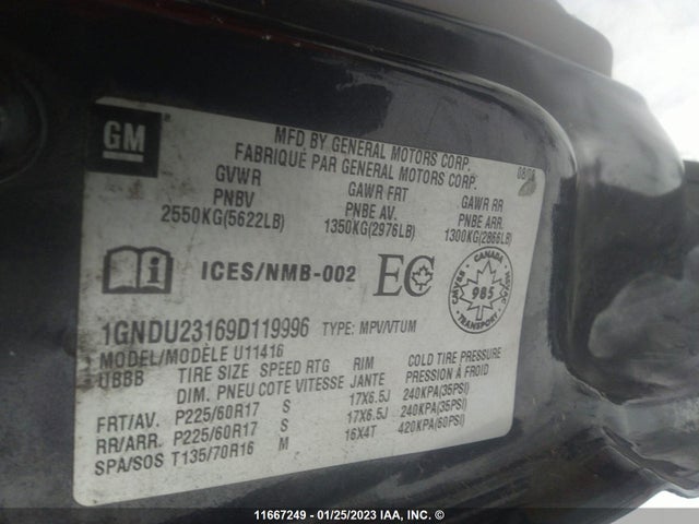 Chevrolet Uplander Ls 2009 1GNDU23169D119996 Image 10