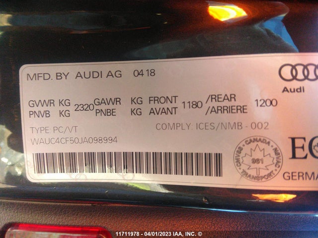 WAUC4CF50JA098994 Audi S5 Prestige