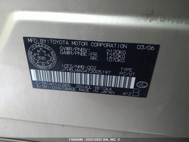 JTHBJ46G472005197 Lexus ES 350