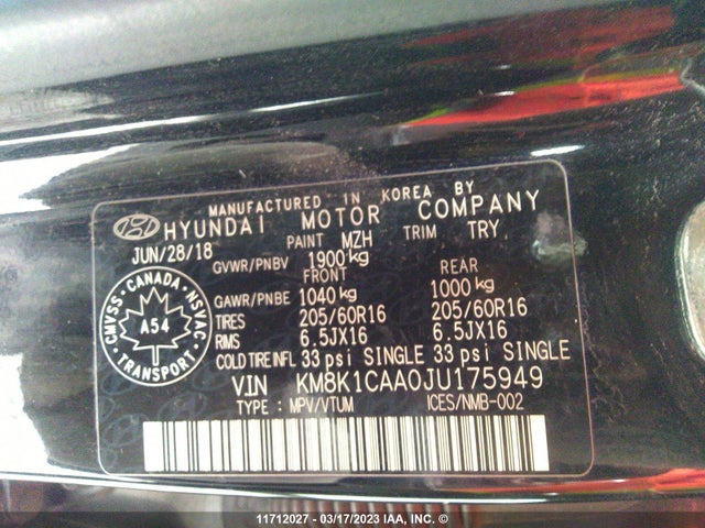 Hyundai Kona Se 2018 KM8K1CAA0JU175949 Image 10