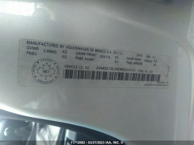 Volkswagen JETTA SEL 2012 3VWGX7AJ0CM020113 Image 10