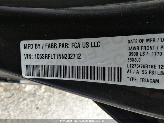 1C6SRFLT1NN202712 RAM 1500 Rebel