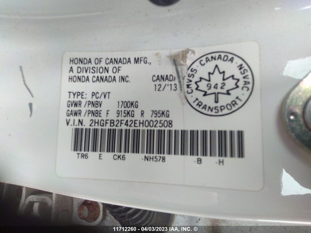 Honda Civic 2014 2HGFB2F42EH002508 Image 9
