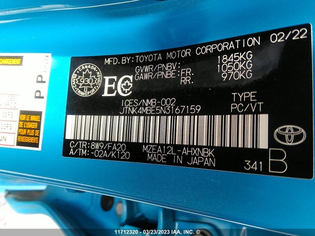 Toyota COROLLA SE 2022 JTNK4MBE5N3167159 Image 9
