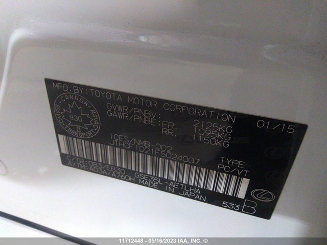 Lexus IS 250 2015 JTHCF1D21F5024007 Image 9