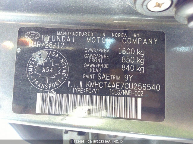 Hyundai Accent Gls/gs 2012 KMHCT4AE7CU256540 Image 10