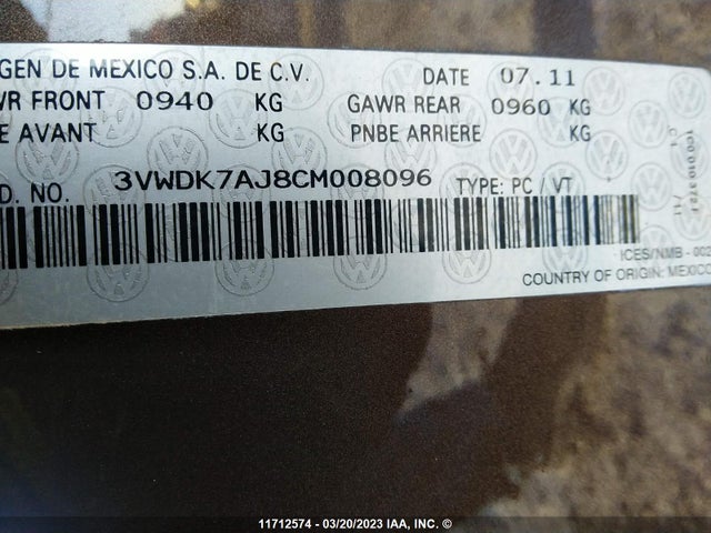Volkswagen Jetta 2012 3VWDK7AJ8CM008096 Image 11