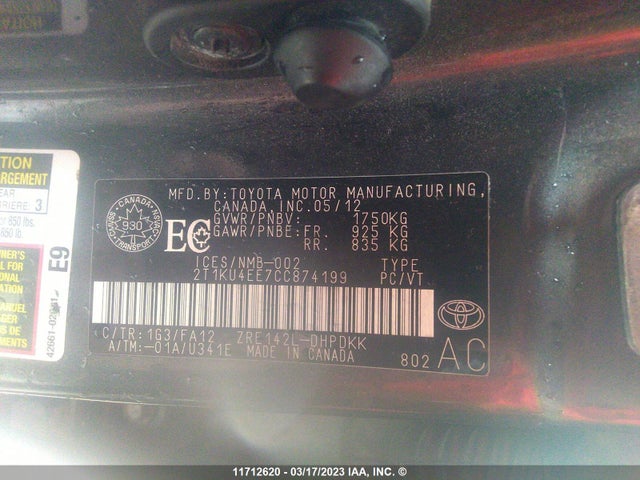 Toyota Corolla Matrix 2012 2T1KU4EE7CC874199 Image 10