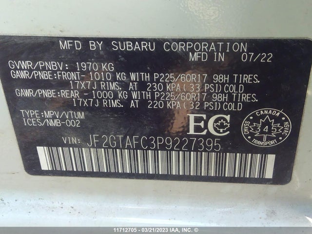JF2GTAFC3P9227395 Subaru Crosstrek Premium