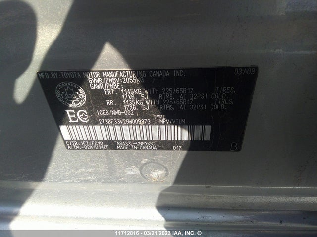 Toyota RAV4 2009 2T3BF33V29W009873 Image 10