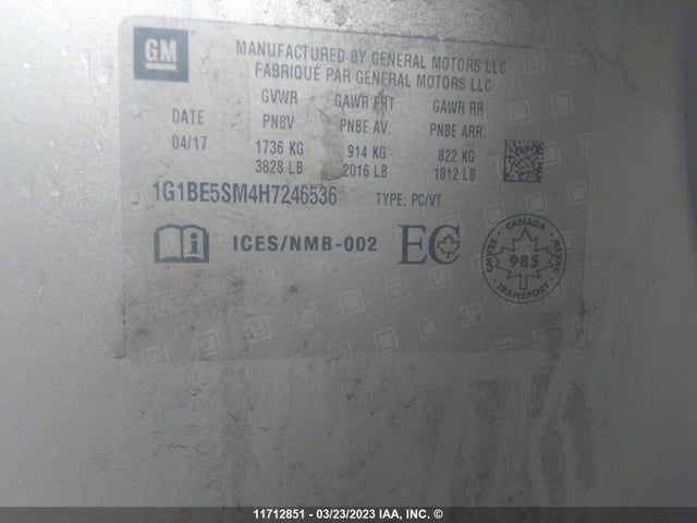 Chevrolet Cruze 2017 1G1BE5SM4H7246536 Image 11