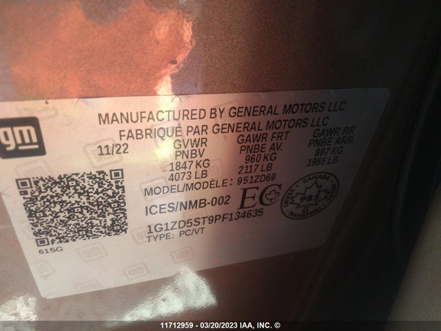 Chevrolet MALIBU LT 2023 1G1ZD5ST9PF134635 Image 9